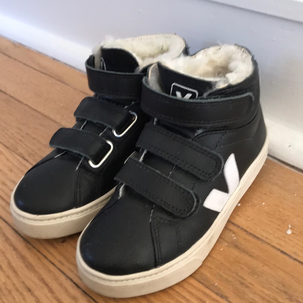 Kids Vega leather shearling high tops